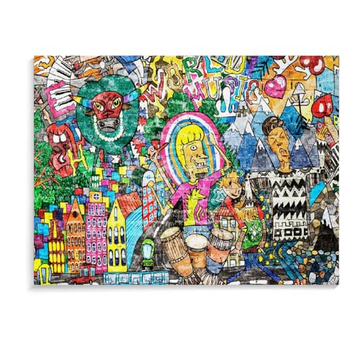 Puzzle 1000 Teile Für Erwachsene Und Kinder, Graffiti-Puzzle, Handgefertigt, Puzzlespiel, Spielzeug, Personalisierte Geschenkpuzzles, Weihnachtspuzzle (75 × 50 cm) von MIDUNU