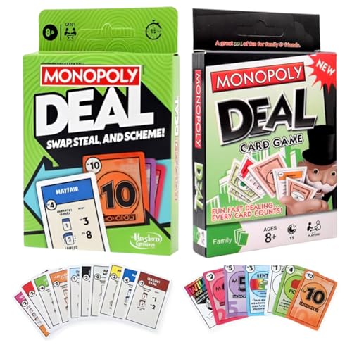 Monopoly Deal Kartenspiel und Gesellschaftspiel MoN opol-y Brettspiele, Schnelles Spiel Das unterhaltsame Kartenspiel Spiel, Reisespiel-Kartenspiel, für Familien und Kinder ab 7 Jahren, Metallbox -B von MIFKLMV