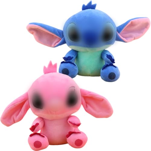 MIFKLMV Mini Plüschtiere, 2pcs Plüschtiere mit Saugnäpfen, Süße Cartoon Blau und Rosa Stofftier, 20cm Klein Weich Plüsch Puppe Figure Spielzeug, Geburtstag Geschenke für Kinder Babys von MIFKLMV