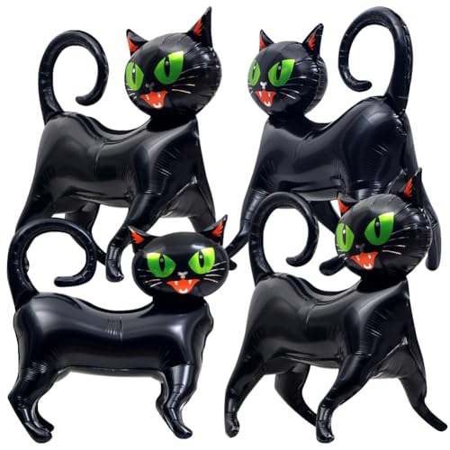 MIFKLMV Party Dekoration, 4Pcs Party Ballon Dekoration, Kindergeburtstag Katze Ballon Dekoration, Kindergeburtstag Party Dekoration, Mardi Gras Halloween Ballon Dekoration, Katze Schwarz von MIFKLMV