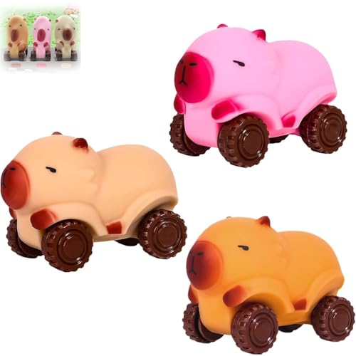 3-teiliges Capybara-Auto, Capybara zieht Auto-Spielzeug, Capybara-Stretch-Auto, weich, ausziehbar for Stressabbau, Squish-Bälle, Fidget-Spielzeug(3PCS) von MIGEDY