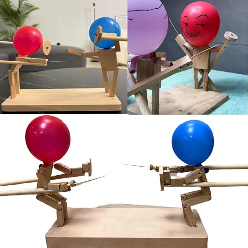 MIGEDY Balloon Bamboo Man Battle – 2024 Neue handgefertigte hölzerne Fechtpuppen, Holz-Bots-Kampfspiel for 2 Spieler, Schlag einen Ballon (Color : 30CM*3CM) von MIGEDY