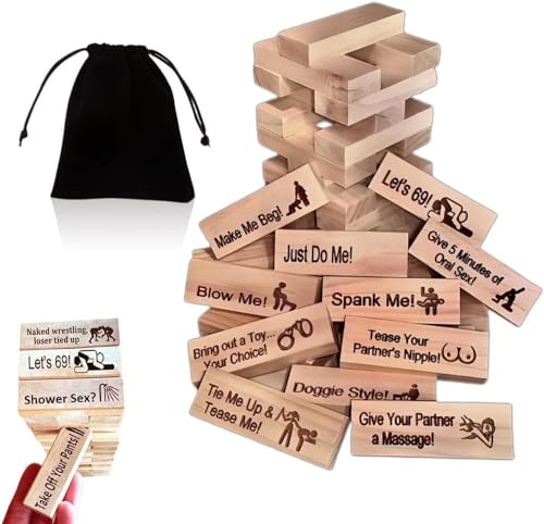 MIGEDY Superfreches Blockturm-Spiel, Valentine Tumbling Tower Stacking Blocks-Spiel, Ideen for Paaraktivitäten, for die Nachtparty for Erwachsene von MIGEDY