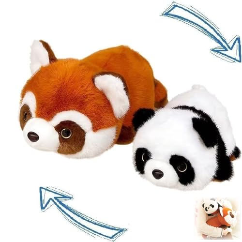 MIGEDY Wendbares Plüschtier „Roter Panda“, umdrehbar, um Pandas in Rote Pandas zu verwandeln, 2-in-1-Puppe „Panda/Roter Panda“, süßes sensorisches Zappelspielzeug(13.8 inch/35cm) von MIGEDY