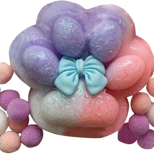 Squishy Cat Paw Squeeze Toys, Kawaii Squishies PVC Sensory Toys, stressabbauende Fellknäuel OPP-Verpackungsgeschenke, Fidget Toys(Purple) von MIGEDY