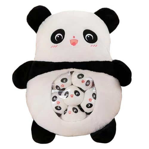 MIGIFTDY Weiche Plüsch Kissen Gefüllt, Gefülltes Panda Plüsch Kissen, 50cm Abnehmbares Plüschtier Snackkissen mit 6 Plüsch Puppe Geschenk für Jugendliche, Mädchen, Kinder Geburtstag Geschenke (A) von MIGIFTDY