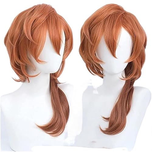 Anime Bungo Stray Dogs Cosplay Perücke, Nakahara Chuuya Perücke, Orange langes Haar mit kostenloser Perücke Cap, für Halloween, Party, Karneval von MIGUOO