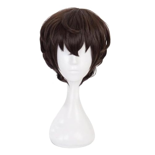 Anime Bungo Stray Dogs Dazai Osamu Cosplay Perücke, Braune Kurze Haare Perücken Für Halloween, Party, Karneval Perücken Cap von MIGUOO