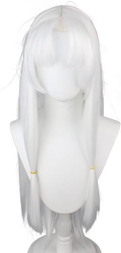 Anime Cosplay Perücke, Schwarze Langhaar Perücken, Für Halloween Kostüm Party Mit Perücke Cap (White) von MIGUOO