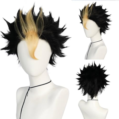 Anime Haikyuu Yu Nishinoya Cosplay Perücke, Gemischte Farbe Kurze Haar Perücken Für Halloween, Party, Karneval Perücken Cap von MIGUOO