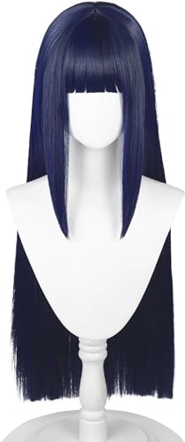 Anime Hyuga Hinata Cosplay Perücke, Dunkelblau Gemischte Lange Perücken Für Halloween, Party, Karneval, + Perücke Cap von MIGUOO