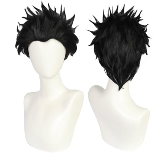 Anime Jujutsu Kaisen Ryomen Sukuna Cosplay Perücke, Schwarze Kurzhaar Perücken, Mit Perücke Cap, Für Party Halloween Rollenspiel Zubehör von MIGUOO