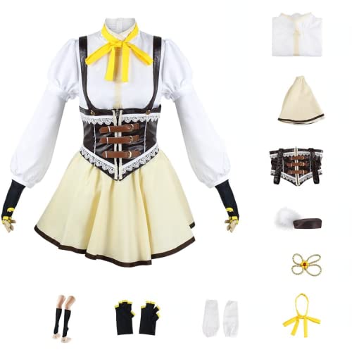 Anime Kaname Madoka Akemi Homura Cosplay Kostüm Uniform Kleid Set Halloween Party Outfit (Tomoe Mami,3XL) von MIGUOO