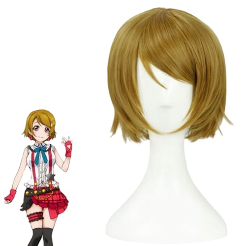 MIGUOO Anime LoveLive! Cosplay Perücke, Hanayo Koizumi Perücke, Bob Kurzes Haar, Halloween Kostüm Party Rollenspiel Perücke Mit Perücke Cap von MIGUOO