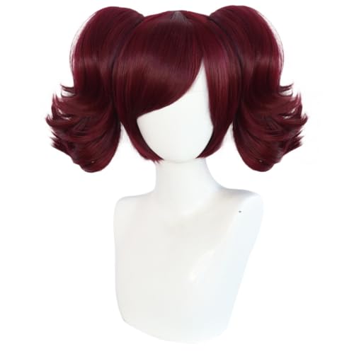 Anime MEY-RIN Cosplay Perücke, Weinrot Doppel Ponytails Kurze Haar Perücken, Für Halloween Kostüm Party, Anime Show, Cosplay Event Mit Kostenloser Perücke Cap von MIGUOO