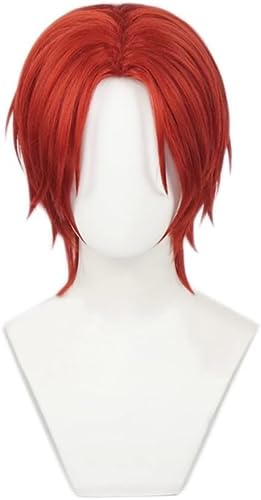 Anime One Piece Shanks Cosplay Perücke, kurze rote Perücke, Kostüm Halloween Perücke, für Halloween, Kostüm Party, Anime Show, Cosplay Event Coser Perücke von MIGUOO