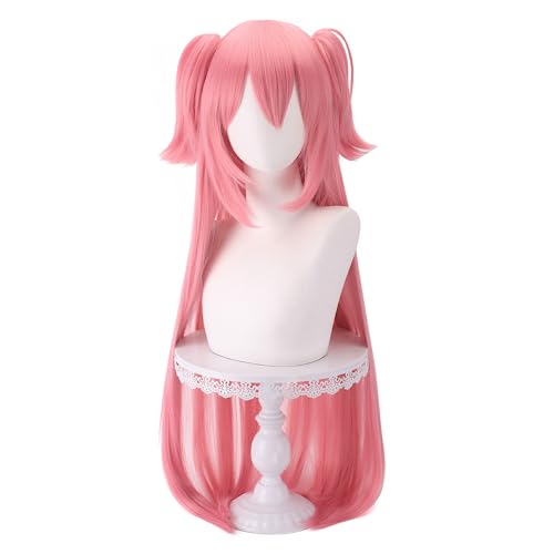 Anime Puella Magi Madoka Magica Cosplay Kaname Madoka Perücke, rosa doppelte Tiger Clip lange Haare Perücken, Halloween Kostüm Rollenspiel Party Perücke von MIGUOO