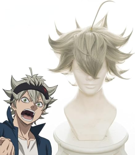 MIGUOO Anime Black Clover Cosplay Asta Kurze Cosplay Perücken Zubehör Hitzebeständige Faser Cosplay Perücken Kostüm Prop Mit Freier Perücke Cap von MIGUOO