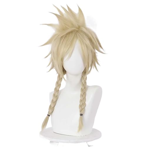 MIGUOO Anime Claude Cosplay Perücke, Final Fantasy VII Cloud Strife Perücke, Geflochtenes Haar Blonde Perücke, Für Halloween, Party, Karneval, Nachtleben, Mit Kostenloser Perücke Cap von MIGUOO