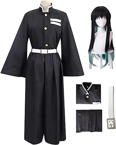 MIGUOO Anime Tokitou Muichirou Halloween Cosplay Kostüm Party Kimono Outfit Anzug Uniformen mit Perücke (Set+Wig,XS) von MIGUOO