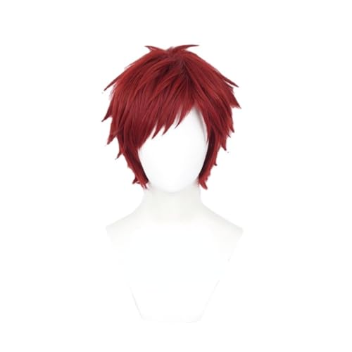 Anime Gaara Cosplay Perücke, Rote Kurze Haare Perücken Rollenspiel Perücken, Für Halloween Kostüm Party Mit Perücke Cap von MIGUOO