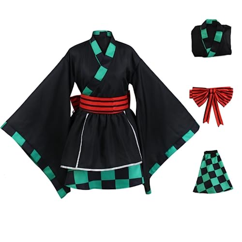 MIGUOO Anime Hashibira Inosuke Halloween Cosplay Kostüm Party Outfit Kimono Maid Kleid (A,L) von MIGUOO