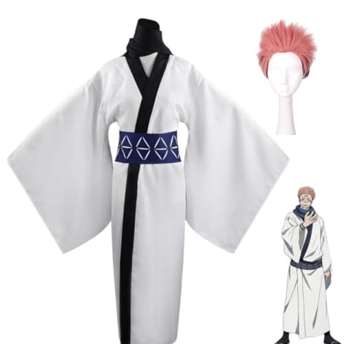 MIGUOO Anime Jujutsu Kaisen Ryomen Sukuna Cosplay Outfit Halloween Party Uniform Kostüm mit Perücke Anzug (Suit,XXL) von MIGUOO