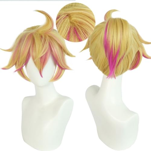 MIGUOO Anime Kagamine Rin/Len Cosplay Perücke, Kurze Pferdeschwanz Haarperücken Für Halloween, Party, Karneval Perücke Cap von MIGUOO