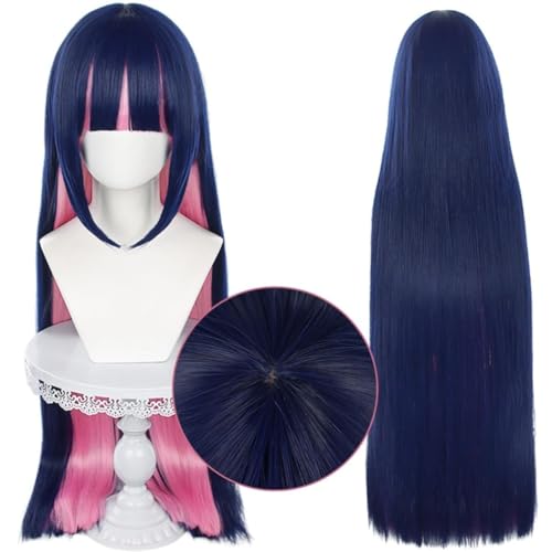 MIGUOO Anime Panty & Stocking with Garterbelt Stocking Anarchy Cosplay Cosplay Perücke, Blau Gemischt Rosa Langhaar Perücken, Für Halloween Kostüm Party Mit Perücke Cap von MIGUOO