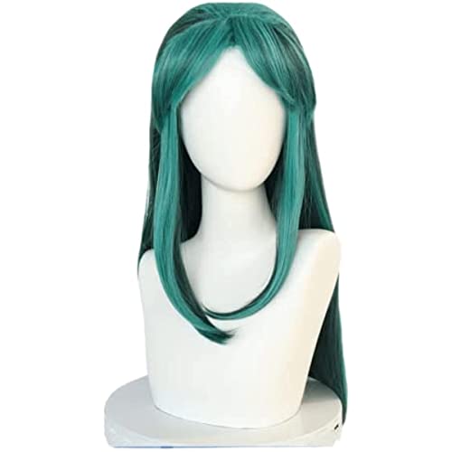 MIGUOO Anime Urusei Yatsura Lum Lamu Cosplay Perücke, Frauen grün Lange gerade Haare Perücke, Halloween Kostüm Perücke, für Kostüm Party, Anime Show, Cosplay Event von MIGUOO