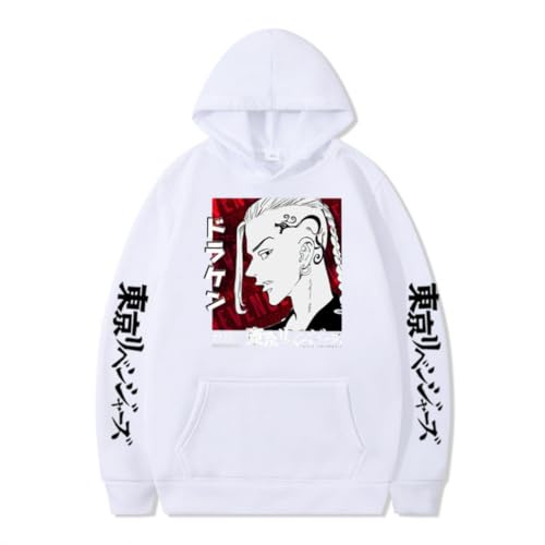 MIGUOO Tokyo Revengers Draken Anime Printed Sweatshirt Unisex Hoodie Pullover Cosplay Kostüm Herbst Winter Pullover (White,XL) von MIGUOO