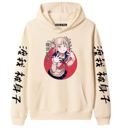 My Hero Academia Himiko Toga Anime Printed Sweatshirt Unisex Hoodie Pullover Cosplay Kostüm Herbst Winter Pullover (Khaki,M) von MIGUOO