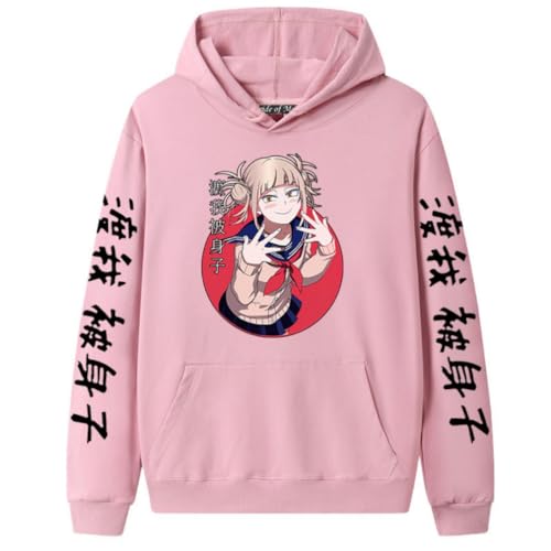 My Hero Academia Himiko Toga Anime Printed Sweatshirt Unisex Hoodie Pullover Cosplay Kostüm Herbst Winter Pullover (Pink,M) von MIGUOO