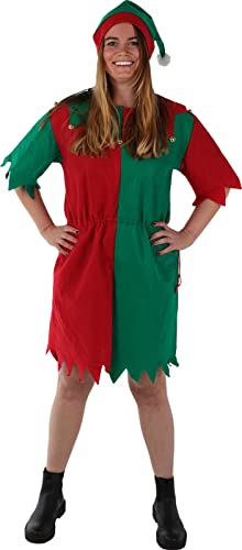 Elfenkostüm Santas Little Helper Weihnachtsmann-Gehilfe, Elf Weihnachtself Weihnachtswichtel, Weihnachtskostüm Weihnachten Mottoparty, Onesize (2-teiliges Damenkostüm) von MIJOMA