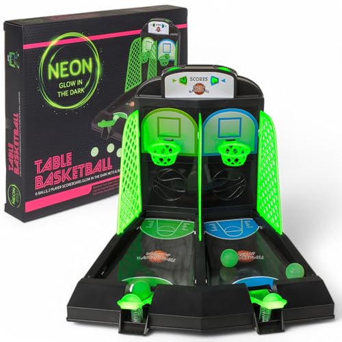 MIJOMA Basketball Tischspiel – Leuchtendes Arcade-Spiel für 2 Spieler – Glow-in-The-Dark Basketball-Set mit 6 Bällen – Geschicklichkeitsspiel für Kinder & Erwachsene MIJOMA Basketball Tischspiel – Leuchtendes Arcade-Spiel für 2 Spieler – Glow-in-The-Dark Basketball-Set mit 6 Bällen – Geschicklichkeitsspiel für Kinder & Erwachsene von MIJOMA