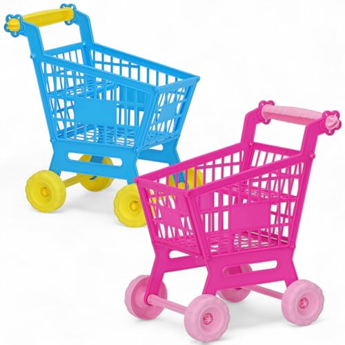 MIJOMA Einkaufswagen Kinder 2er Set – Spielzeug-Shopping Cart in Pink & Blau, Kaufladen Zubehör, DIY Stecksystem, Stabiler PP-Kunststoff, für Rollenspiel MIJOMA Einkaufswagen Kinder 2er Set – Spielzeug-Shopping Cart in Pink & Blau, Kaufladen Zubehör, DIY Stecksystem, Stabiler PP-Kunststoff, für Rollenspiel von MIJOMA