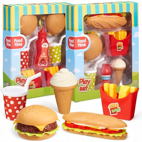 MIJOMA Fast-Food Spielset Bundle – 49-teiliges Kaufladen & Spielküche Zubehör: Burger, Pommes, Getränke, Ketchup, EIS – Rollenspiel-Set MIJOMA Fast-Food Spielset Bundle – 49-teiliges Kaufladen & Spielküche Zubehör: Burger, Pommes, Getränke, Ketchup, EIS – Rollenspiel-Set von MIJOMA
