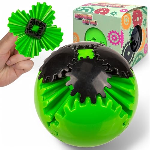 MIJOMA Fidget Toy Zahnrad Ball – Morphing Gear Ball, rotierender Getriebeball, stressabbauendes Puzzle-Spielzeug für Kinder & Erwachsene, 6,5 cm (Schwarz-Grün) von MIJOMA