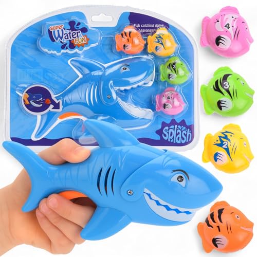 MIJOMA Fischfangspiel Hai & 4 Fische – Badewannenspielzeug & Poolspiel aus Polypropylen, Schnapp-Hai mit Flossen-Griff, Wasserspielzeug für Kinder MIJOMA Fischfangspiel Hai & 4 Fische – Badewannenspielzeug & Poolspiel aus Polypropylen, Schnapp-Hai mit Flossen-Griff, Wasserspielzeug für Kinder von MIJOMA