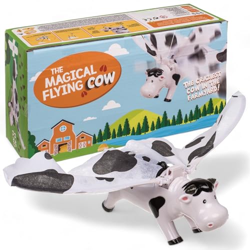 MIJOMA Fliegende Kuh fürs Kinderzimmer - Fliegendes Spielzeug für Kinder - Mitbringsel für Jungen und Mädchen - 28.5 x 7 x 20 cm - Batteriebetrieben, Einfache Montage (Flying Cow) von MIJOMA