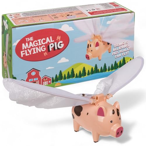 MIJOMA Fliegendes Schwein für Kinderzimmer - Fliegendes Spielzeug für Kinder - Mitbringsel für Jungen und Mädchen - 28.5 x 7 x 20 cm - Batteriebetrieben, Einfache Montage (Flying Pig) von MIJOMA