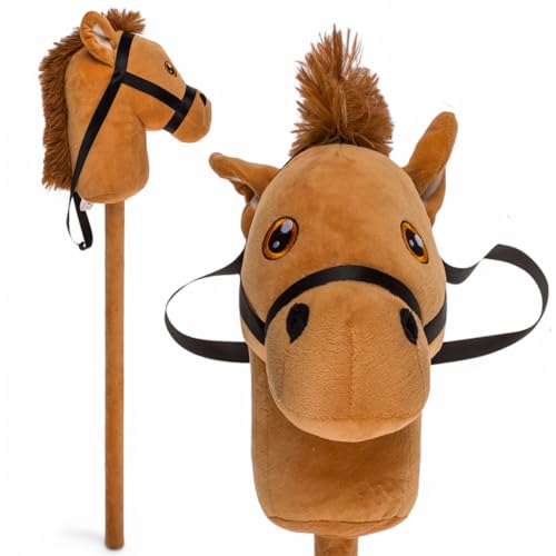 MIJOMA Hobby Horse – Steckenpferd aus weichem Plüsch – Ideal für Hobby Horsing & Rollenspiele – Hochwertige Verarbeitung – ca. 78 cm (Braunes Pferd) von MIJOMA