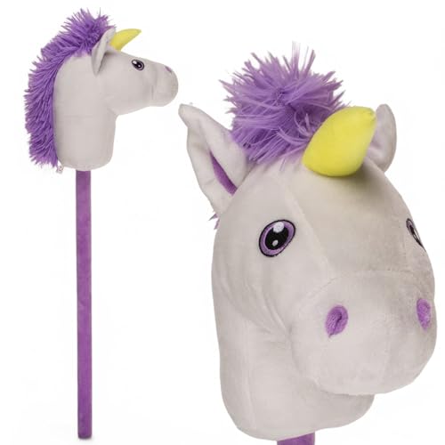 MIJOMA Hobby Horse – Steckenpferd aus weichem Plüsch – Ideal für Hobby Horsing & Rollenspiele – Hochwertige Verarbeitung – ca. 78 cm (Weißes Einhorn) von MIJOMA