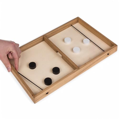 MIJOMA Holz-Puckspiel – Sling Puck Match-Spiel | Tischhockey Katapult für 2 Spieler – Tragbares Brettspiel aus Holz (35 x 21 cm) für Familie & Freunde von MIJOMA