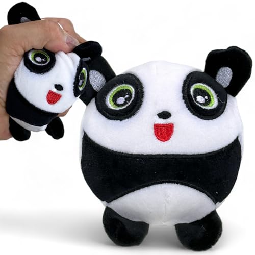 MIJOMA Kuscheliger Antistress-Squeezeball - Velvet Plüsch Quetschball im Kawaii Design, Sensorikspielzeug für alle Altersklassen, Ø10cm (schwarz-weißer Panda) von MIJOMA