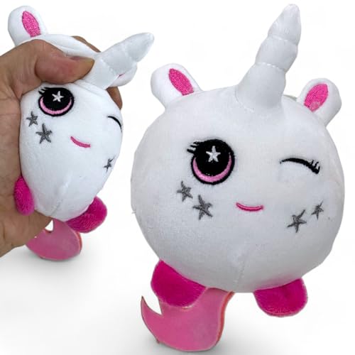 MIJOMA Kuscheliger Antistress-Squeezeball - Velvet Plüsch Quetschball im Kawaii Design, Sensorikspielzeug für alle Altersklassen, Ø10cm (weißes Einhorn) von MIJOMA