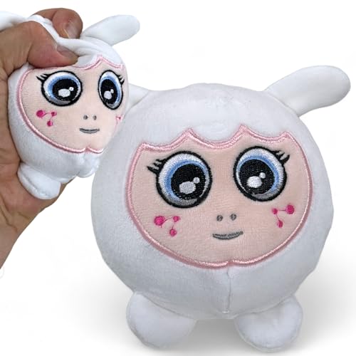 MIJOMA Kuscheliger Antistress-Squeezeball - Velvet Plüsch Quetschball im Kawaii Design, Sensorikspielzeug für alle Altersklassen, Ø10cm (weißes Schaf) von MIJOMA