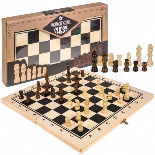 MIJOMA Schachspiel aus Holz – Faltbares Schachbrett 34x34 cm – Klassisches Strategiespiel mit Holzfiguren – Reiseschach – Brettspiel für Kinder & Erwachsene MIJOMA Schachspiel aus Holz – Faltbares Schachbrett 34x34 cm – Klassisches Strategiespiel mit Holzfiguren – Reiseschach – Brettspiel für Kinder & Erwachsene von MIJOMA