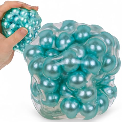 MIJOMA Sensorischer Kaka Quetsch- & Wandball – Antistressball mit Perlenfüllung, flexibel & entspannend, ideal für Stressabbau, sanft gleitend an Wänden (Blau XL) von MIJOMA