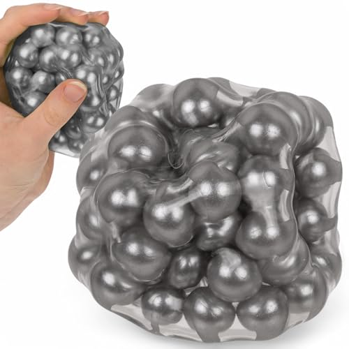 MIJOMA Sensorischer Kaka Quetsch- & Wandball – Antistressball mit Perlenfüllung, flexibel & entspannend, ideal für Stressabbau, sanft gleitend an Wänden (Grau XL) von MIJOMA